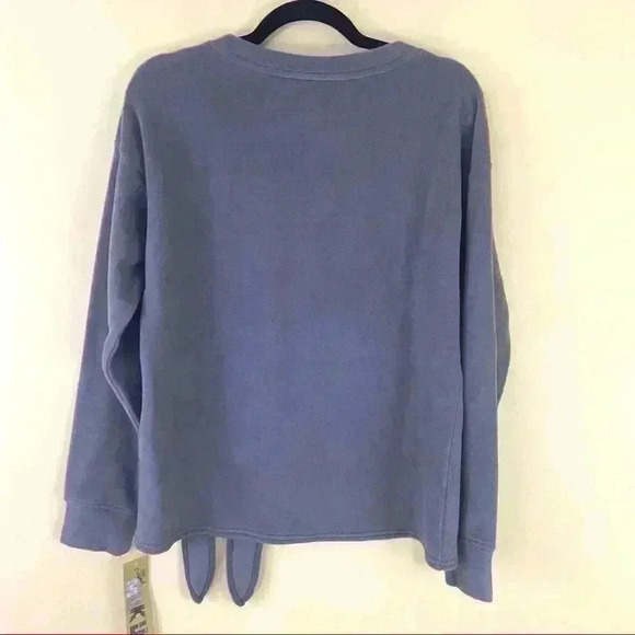 NWT MukLuk Gray Floral Tie Front Waist Fleece Sweatshirt Size M - Picture 6 of 10